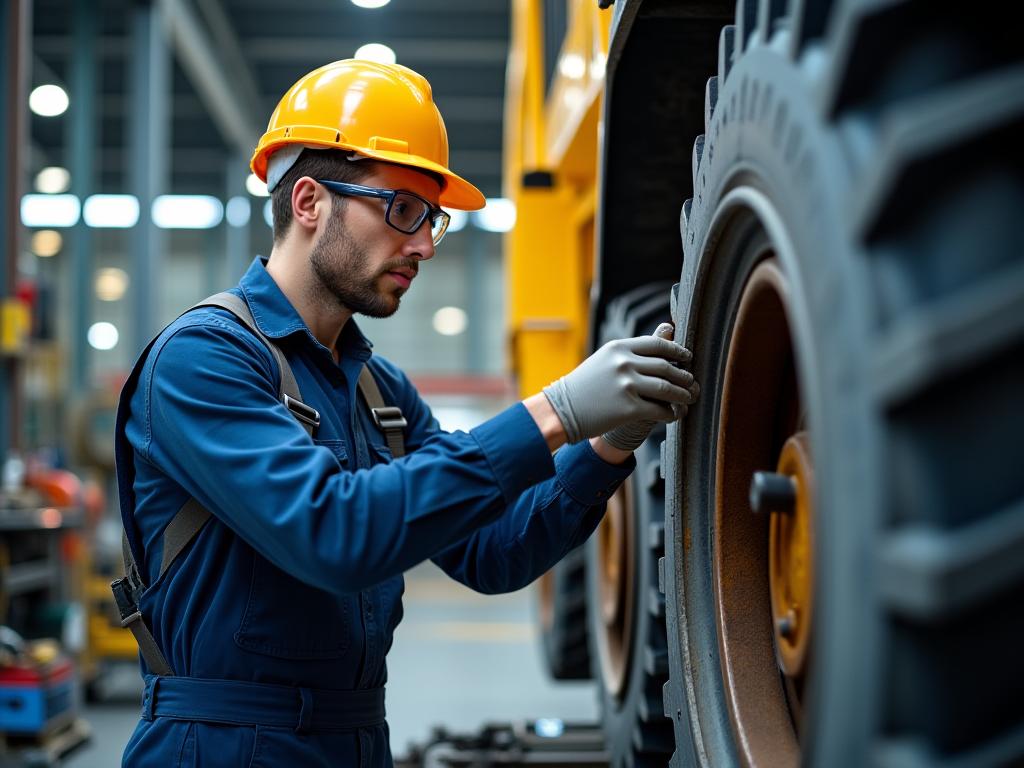 Técnico realizando mantenimiento especializado de equipos de construcción